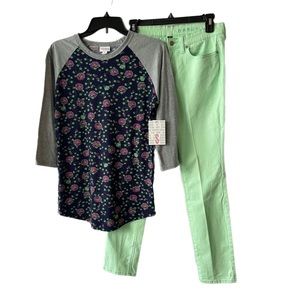 Gap Premium Skinny Denim Mint Green With LuLaRoe Randy T-Shirt